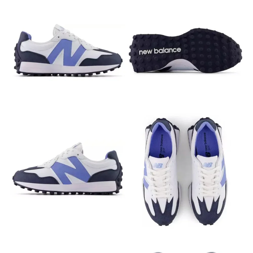 NEW BALANCE 327 LEATHER Women's Golf & Casual Sneakers Shoes size 10 White Navy
